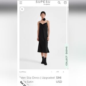 Supesu NWT Black Silk Slip Dress